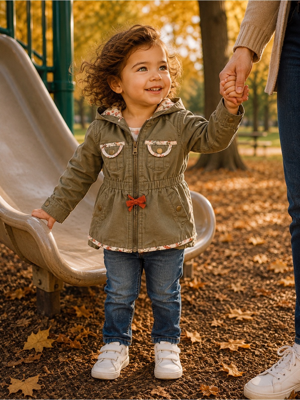Little Lass Toddler Girl Olive Green Utility Jacket